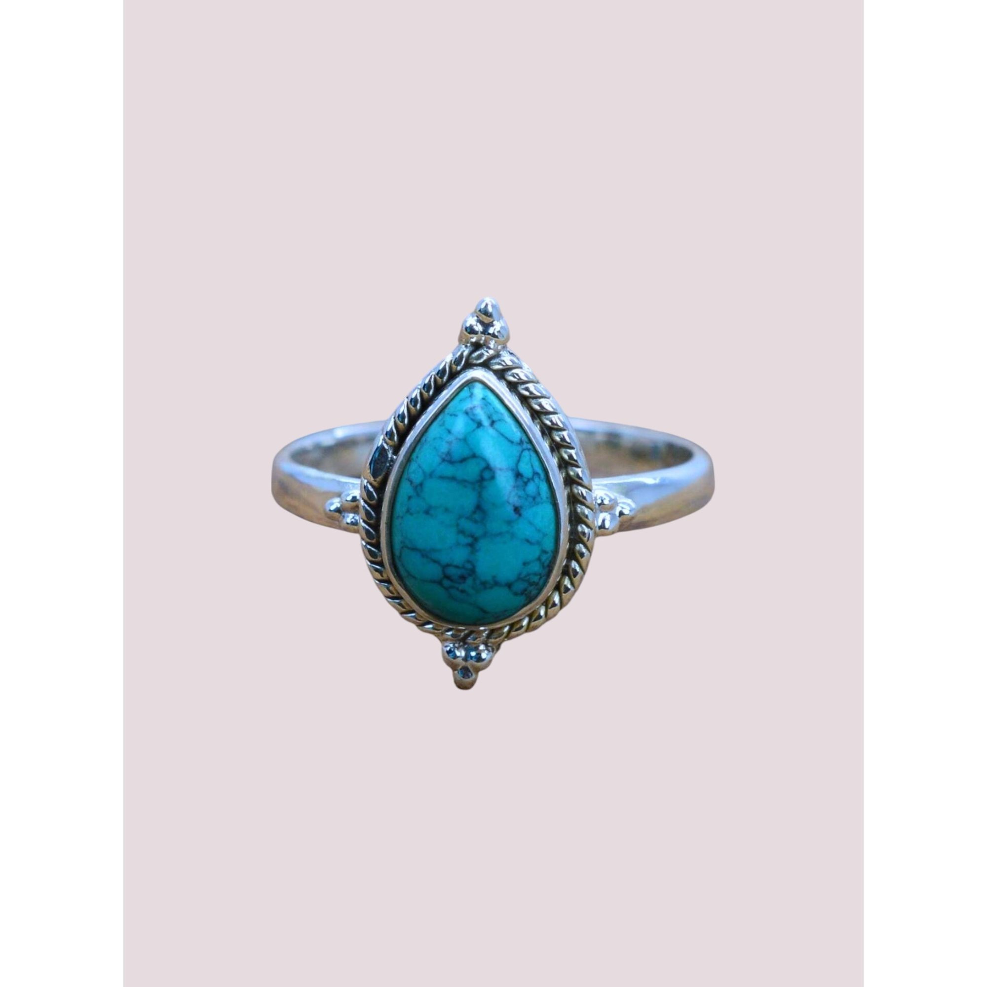 925 Silver Pear Shape Gemstone Ring